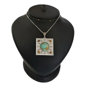 گردنبند نقره زنانه لیردا مدل فیروزه کد fmed 1004