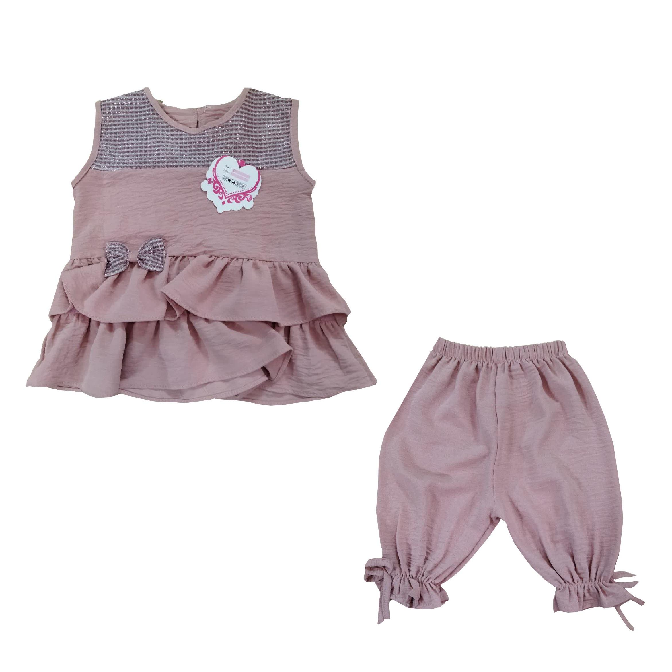 ست تاپ و شلوارک دخترانه مدل ابرو بادی کد GL101