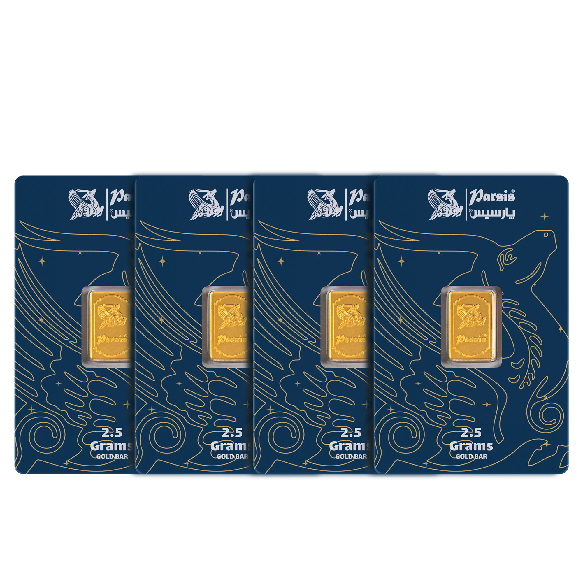 شمش طلا 24 عیار پارسیس مدل Zarmehr 2.5 بسته 4 عددی