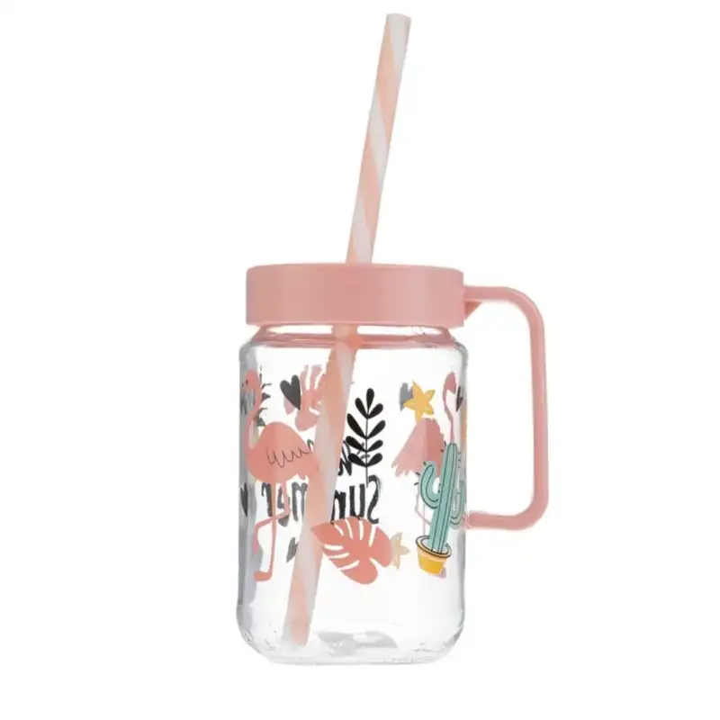 لیوان کودک هروین مدل نی دار  طرح فلامینگو کد 152