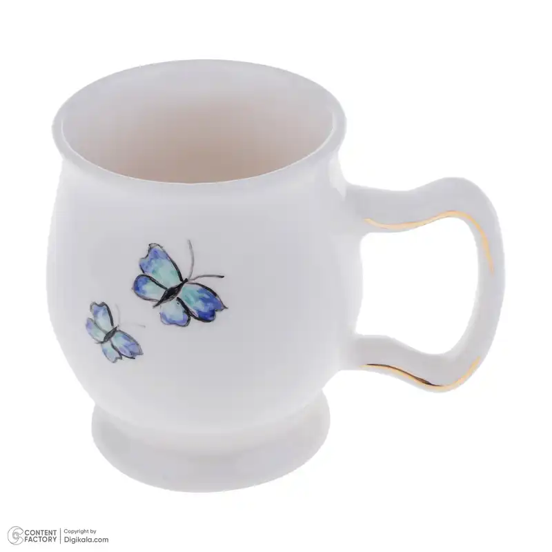 ماگ سرامیکی آوای دل طرح گربه سیاه قلم و پروانه