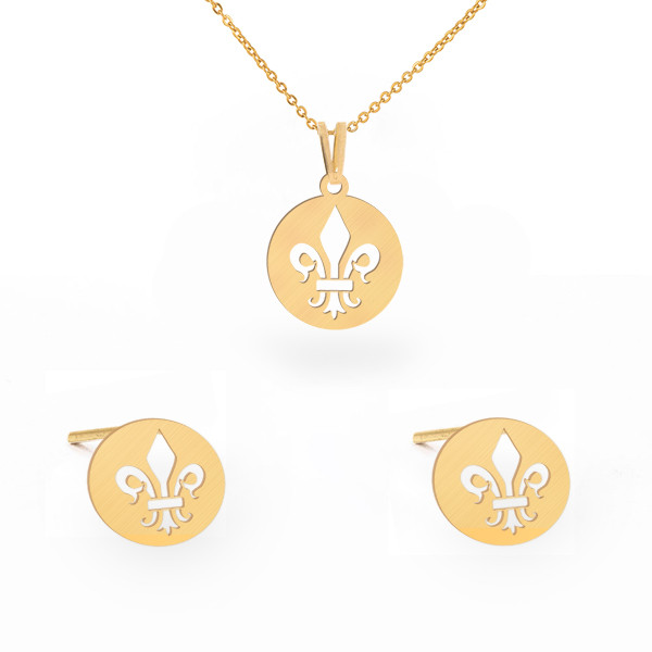 نیم ست طلا 18 عیار زنانه طلای کامک مدل دایره‌ای