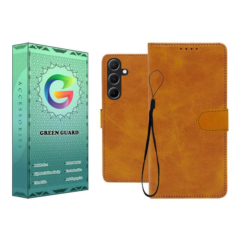 کیف کلاسوری گرین گارد طرح چرمی مدل Landing کد 01 مناسب برای گوشی موبایل سامسونگ Galaxy A36 به همراه بند آویز