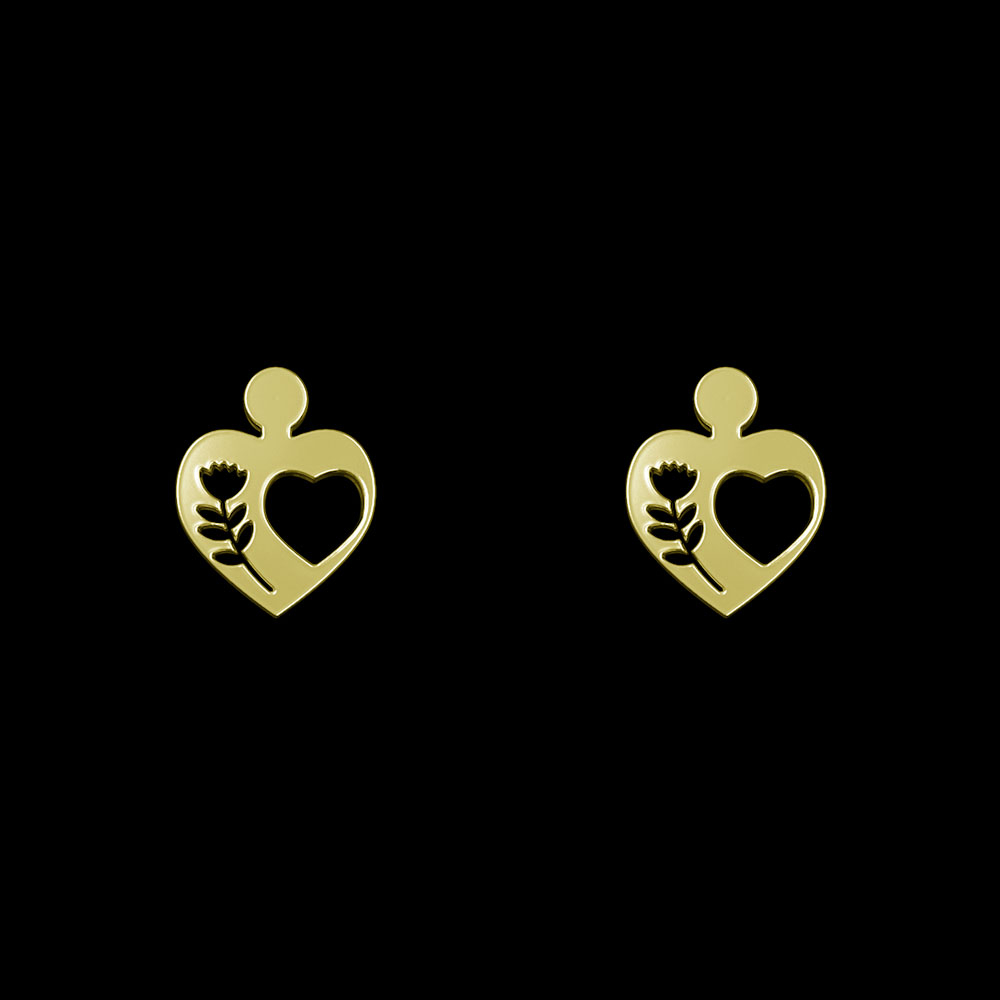 گوشواره طلا 18 عیار زنانه مدوپد مدل قلب کد GA1-10474