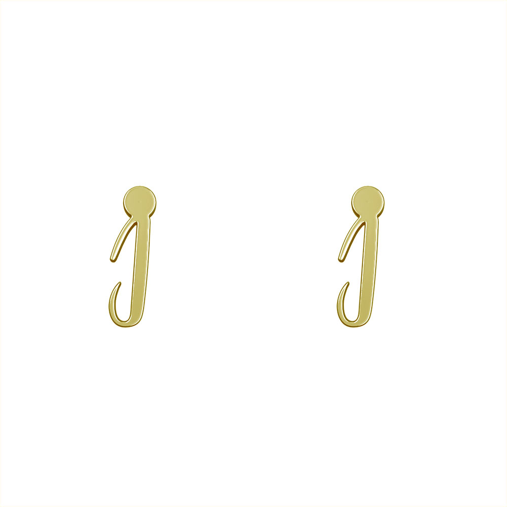 گوشواره طلا 18 عیار زنانه مدوپد مدل حرف i کد GA1-10953