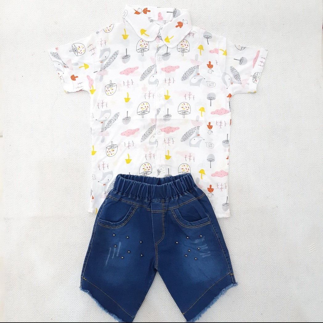 ست شومیز و شلوارک دخترانه مدل هاوایی