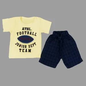ست تی شرت و شلوارک بچگانه مدل Att-Football کد 03