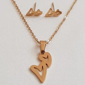 نیم ست زنانه استینلس استیل مدل دو قلب 3296