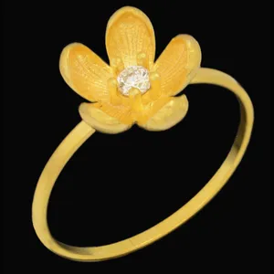 انگشتر طلا 18 عیار زنانه طلای مستجابی مدل گل پنج پر کد 102