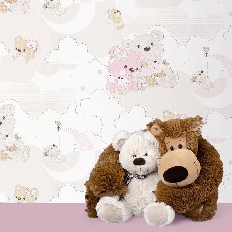 کاغذ دیواری اتاق کودک مدل خرس های عروسکی مجموعه 2 عددی