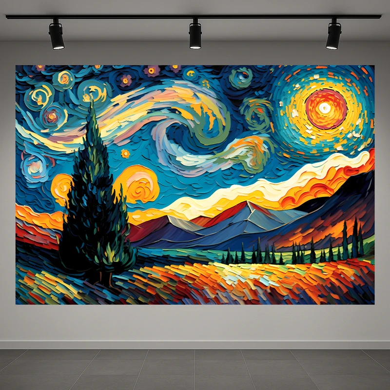 پوستر پارچه ای طرح مخمل دشت پهناور مدل شب پر ستاره کد AR3060500