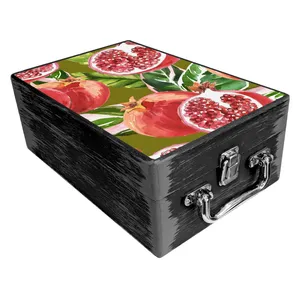 جعبه هدیه چوبی مدل چمدان طرح اناری کد WS780
