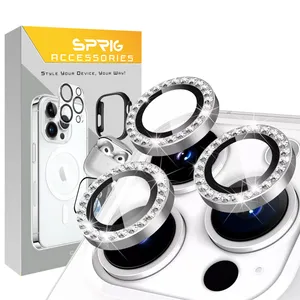 Sprig Ring Metal Shine Camera Lens Protector For Apple Iphone 15 Pro/15 Pro Max