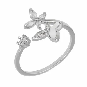 انگشتر دخترانه مدل پروانه نگینی