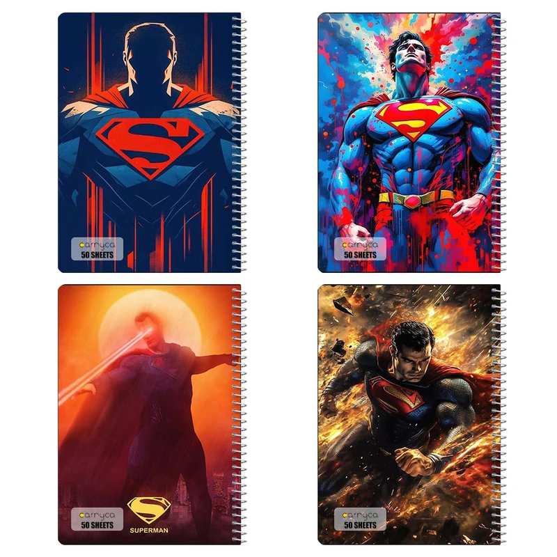 دفتر نقاشي 50 برگ کارنيکا طرح سوپرمن Superman کد 47376 مجموعه 4 عددی