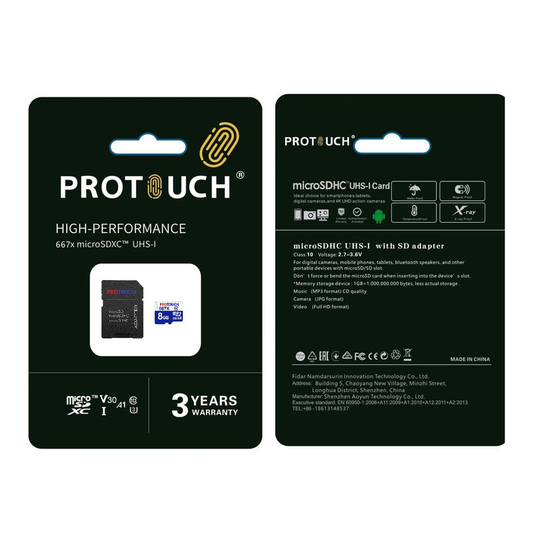کارت حافظه‌ microSDXC پروتاچ مدل Ultra کلاس 10 استاندارد UHS-1 U3 سرعت 160MBps ظرفیت 8 گیگابایت به همراه آداپتور SD