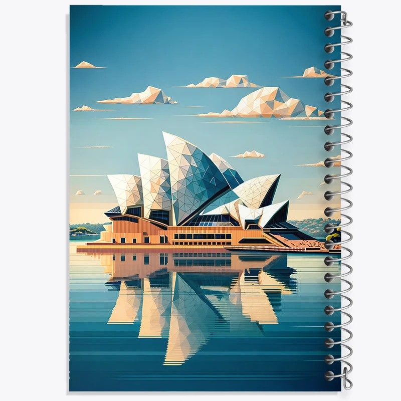 دفتر ژورنال نویسی 50 برگ خندالو مدل نقطه ای طرح خانه اپرای سیدنی (Sydney Opera House) کد F6364