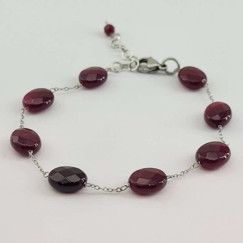 دستبند زنانه مدل سنگ عقیق یاقوتی کد 102