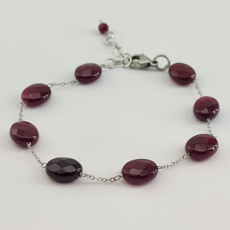 دستبند زنانه مدل سنگ عقیق یاقوتی کد 102