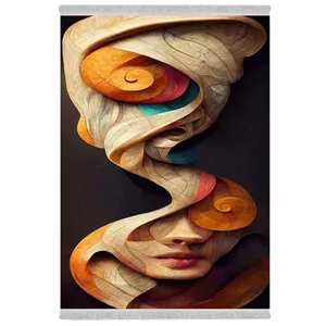 فرش پارچه‌ای دفه مدل فرشینه شانل مخمل طرح فانتزی کد 7149