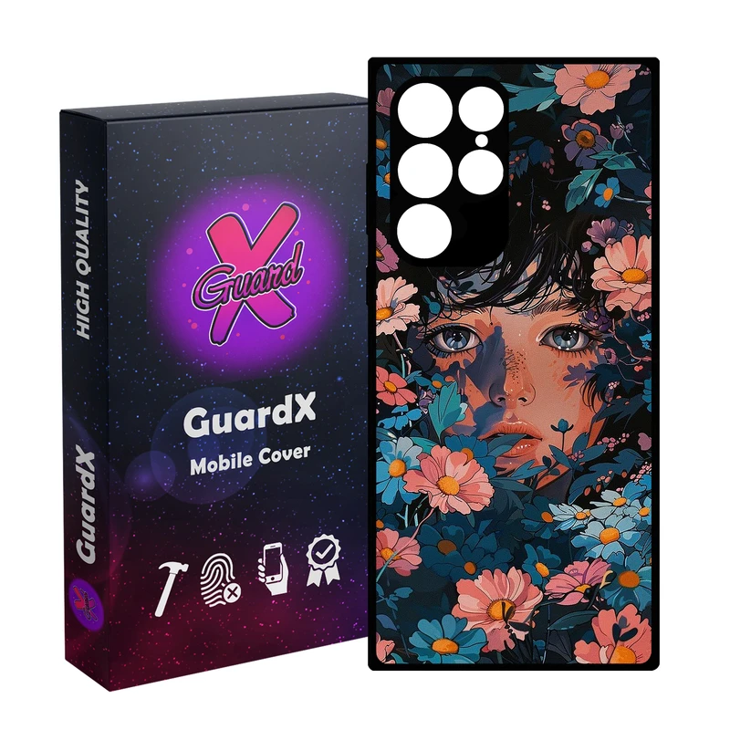 کاور گارد ایکس طرح دختر گل مدل Glass10786 مناسب برای گوشی موبایل سامسونگ Galaxy S23 Ultra