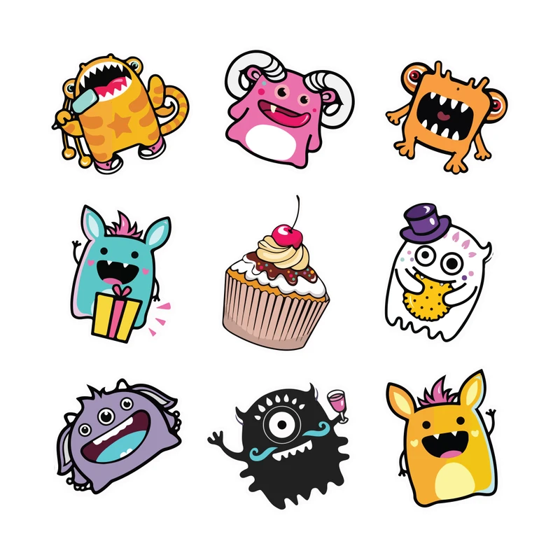 استیکر لپ تاپ طرح کارتونی کد 325 مجموعه 9 عددی