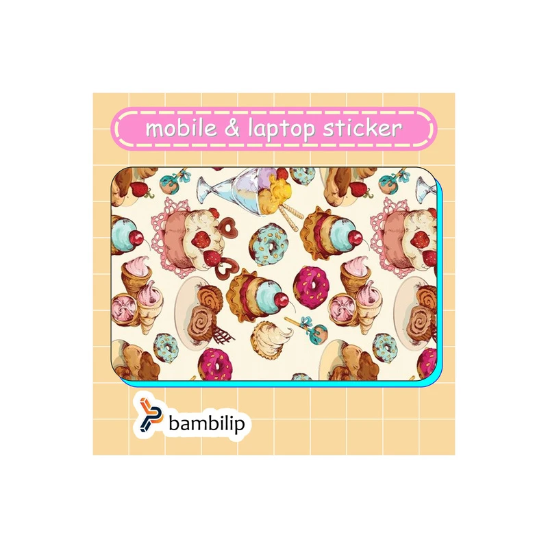 استیکر بامبیلیپ مدل کارت عابر طرح  کیک و بستنی و دونات کد 6189001