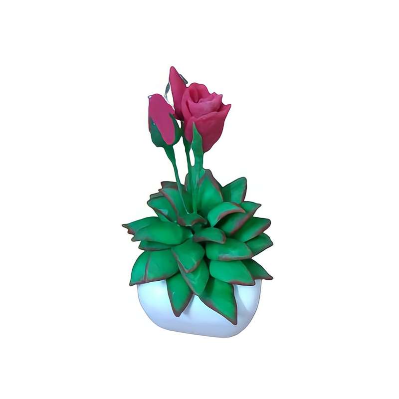 گلدان به همراه گل مصنوعی مدل کاکتوس کد 84