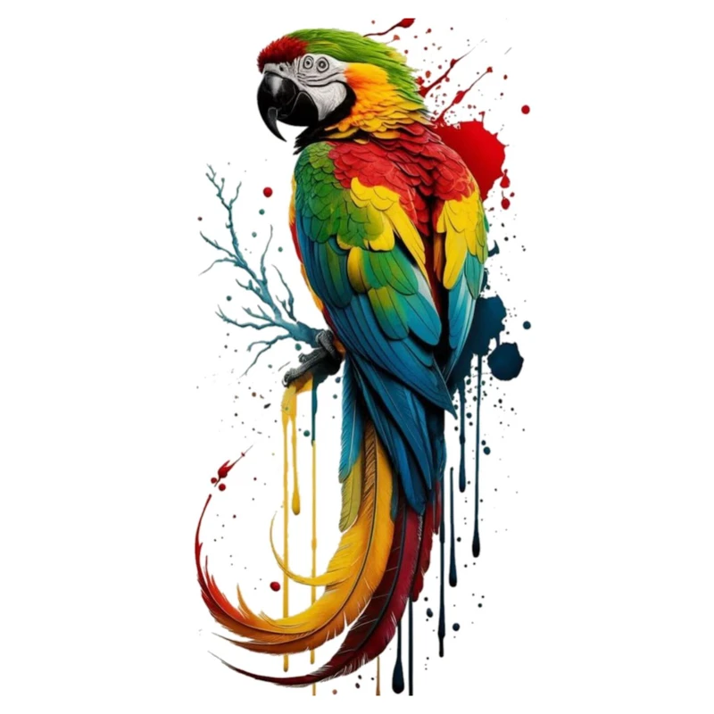 استیکر پارچه و لباس پاد آفرین مدل پرنده طوطی کد 2990