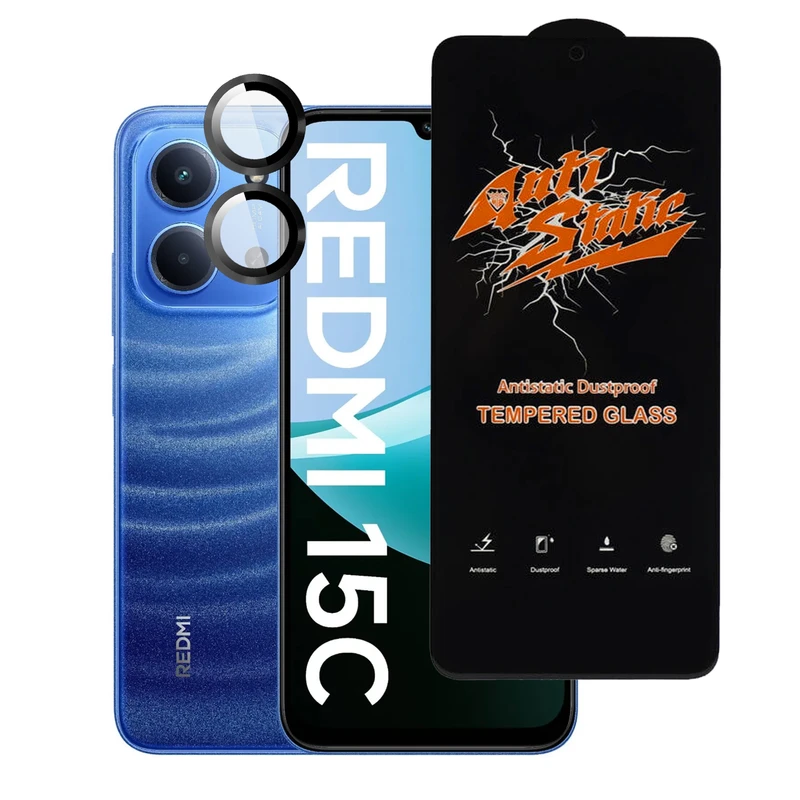 محافظ صفحه نمایش آکوآرا مدل Antis Premium RNG مناسب برای گوشی موبایل شیائومی Redmi 15C 4G به همراه محافظ لنز دوربین