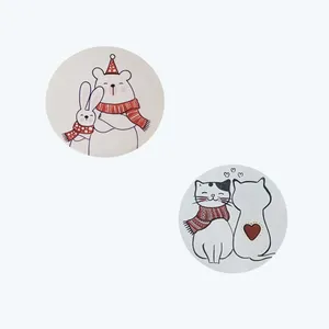 بشقاب دیوارکوب سفالی طرح پیشی مجموعه 2 عددی