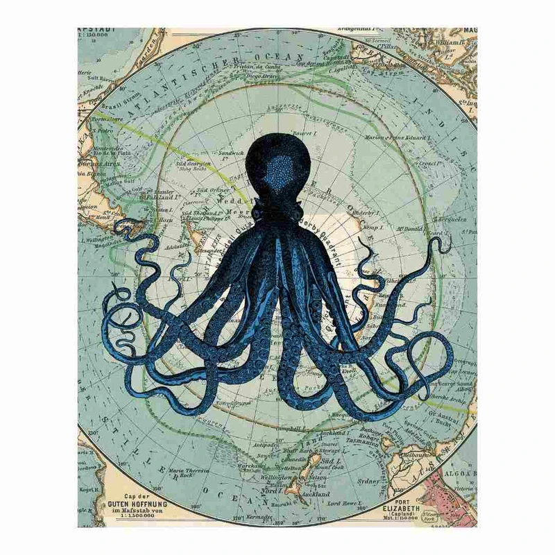 پوستر مدل نقشه جغرافیایی قطب جنوبی هنر آبزیان 2