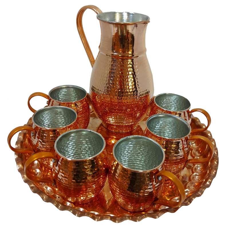 ست 8 تکه پارچ و لیوان مسی کد 45879