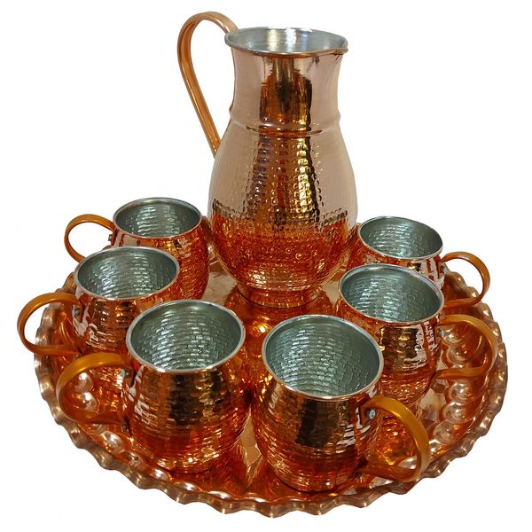 ست 8 تکه پارچ و لیوان مسی کد 45879 ست 8 تکه پارچ و لیوان مسی کد 45879