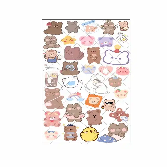 برچسب مدل برش نخورده طرح اسکرپ بوک خرس و جوجه