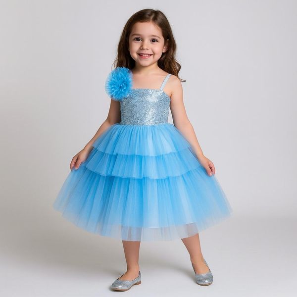 پیراهن دخترانه مدل آیلار یقه رومی