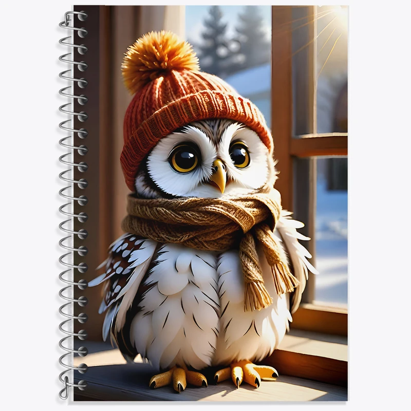 دفتر زبان 50 برگ خندالو مدل دو خط طرح جغد بامزه کد F8417