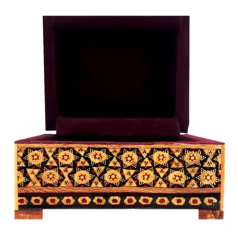 جعبه جواهرات خاتم کاری مدل گل و مرغ کد 12