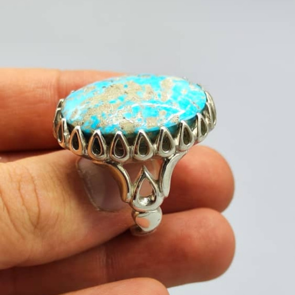 انگشتر نقره مردانه مدل فیروزه