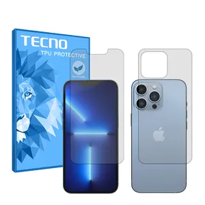 Tecno HyGEL model transparent screen protector suitable for Apple iPhone 13 Pro Max mobile phone along with the back of the phone