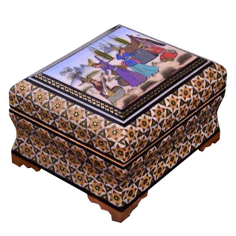 جعبه جواهرات خاتم کاری مدل مجلس  کد 12-BK