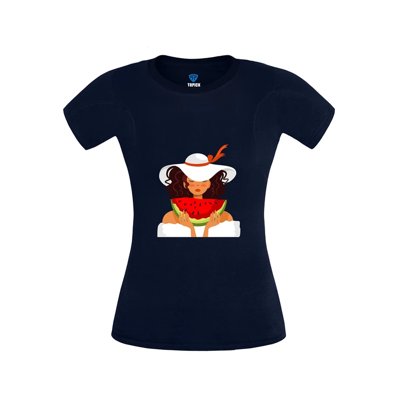 تی شرت آستین کوتاه زنانه تاپیک مدل ضدتعریق طرح دختر