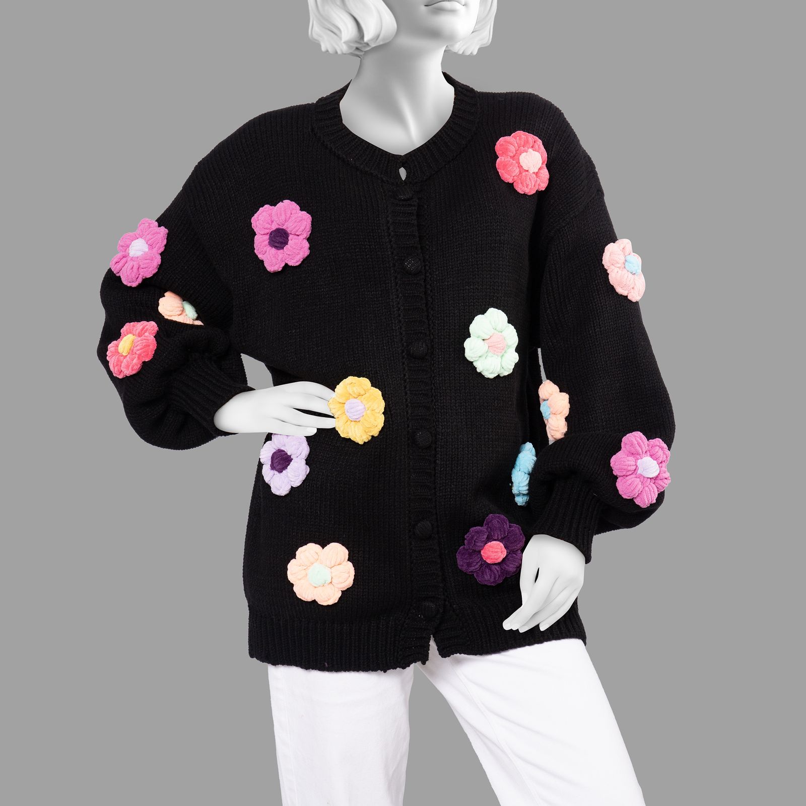 ژاکت زنانه گره استایل مدل گل‌دار -  - 1