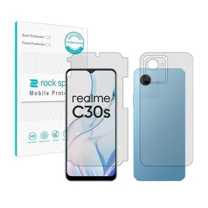 Rockspace HyGEL model transparent screen protector suitable for Realme C30s mobile phone along with the back of the phone