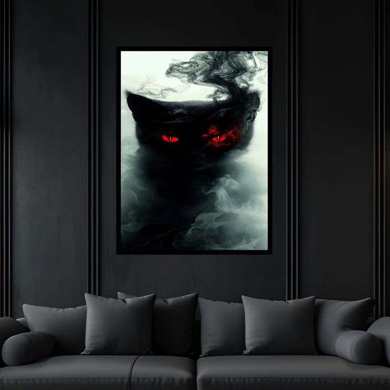 تابلو بکلیت طرح مدرن خفن دکوری گربه مدل B-bu6461 فریم مشکی