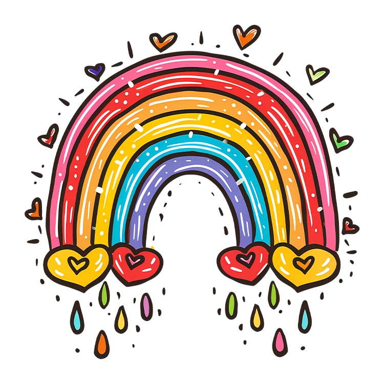 استیکر پارچه و لباس پاد آفرین مدل کارتونی رنگین کمان کد S3763