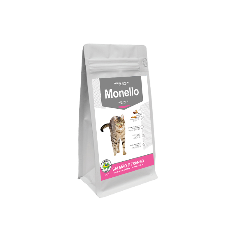 غذای خشک گربه بالغ مونلو مدل میکس طعم ماهی سالمون و مرغ وزن 1 کیلوگرم