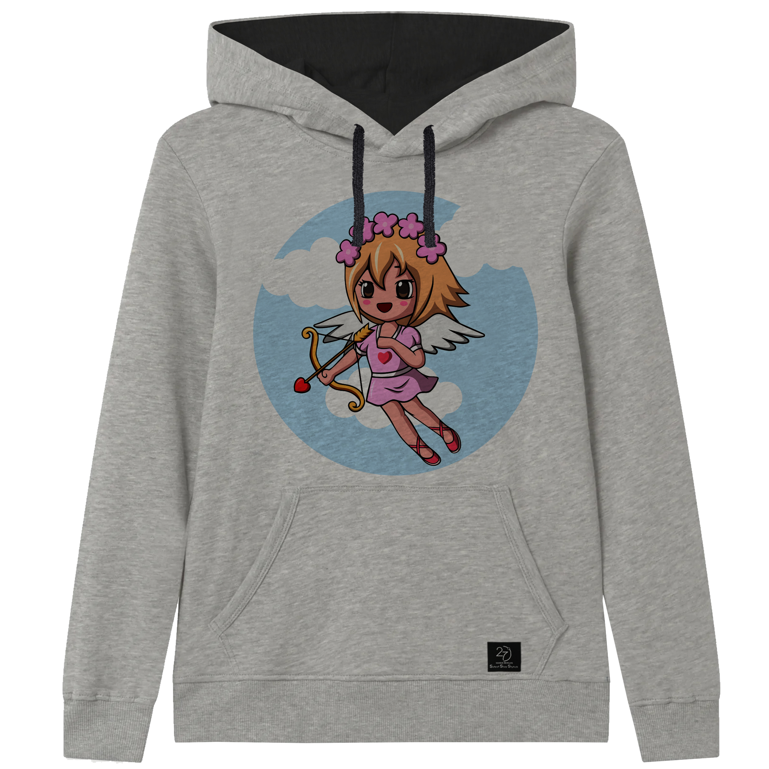 هودی دخترانه 27 مدل فرشته کد J47 رنگ طوسی