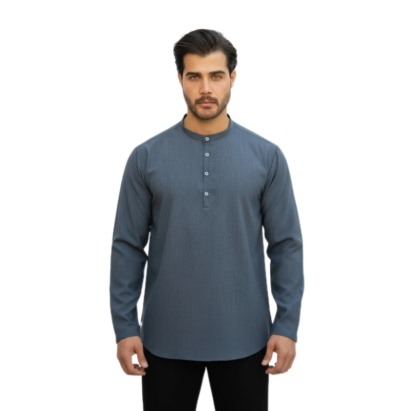 پیراهن آستین بلند یقه دیپلمات مردانه مدل آریا کد ۷۰۶