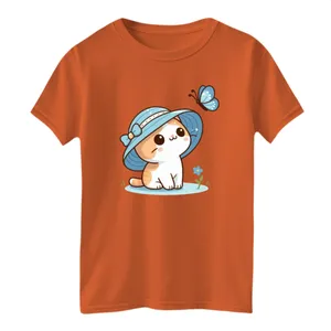 تی شرت آستین کوتاه بچگانه مدل گربه و کلاه